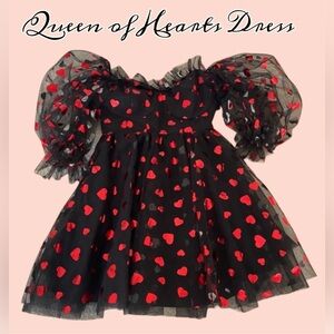 Queen of Hearts Dress - Black with Red Hearts